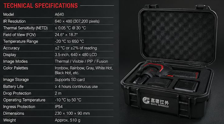 A640 Handheld Thermal Imaging Camera – High-Resolution Professional Thermographic Camera - Image 7